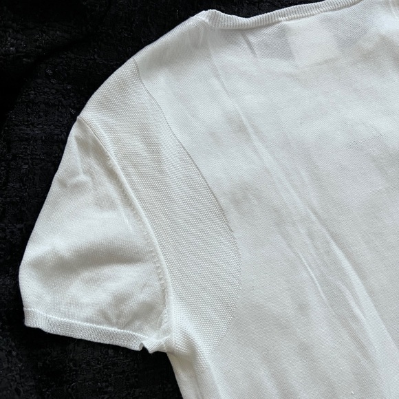 Auth Chanel Classic CC Logo White Knit Top - Size 38 - Picture 5 of 12